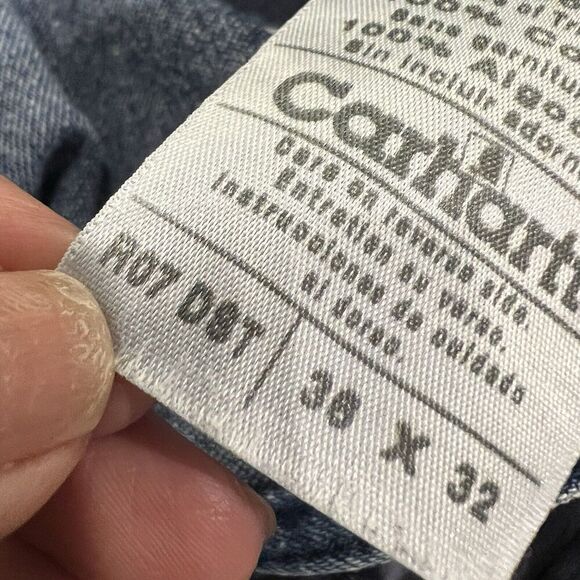 Carhartt Overalls Bib Mens Size 36x32 Workwear Carpenter Blue Denim Logo - Picture 12 of 16